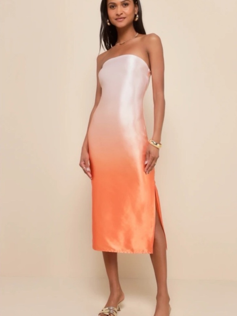 New w/tags Lulus Elegant Ombre Strapless Square Neck Fitted Dress Sz  Small